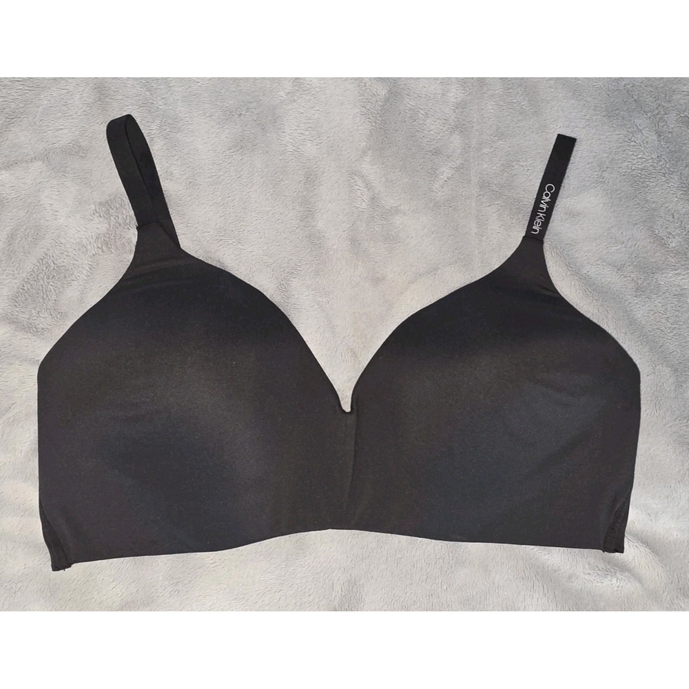 Calvin Klein Size XL Large Womens Black Lined Wireless Back Closure Bralette Bra